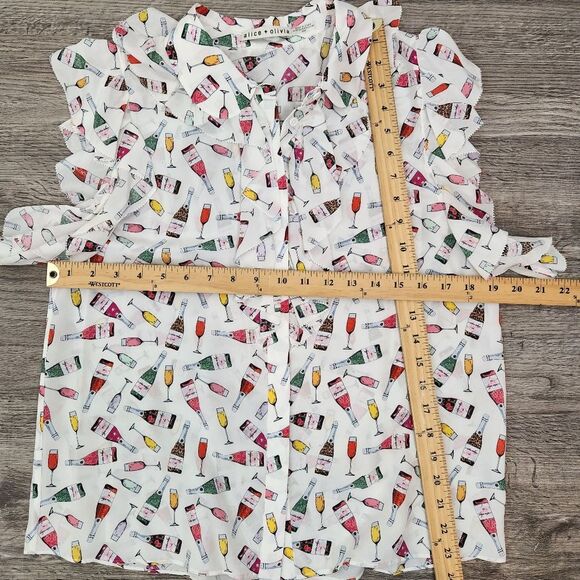 Alice & Olivia Silk Blouse Ruffle Robbie Size M celebrate new year - Picture 7 of 10